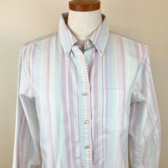 L.L. Bean Sunwashed Pastel Striped Button Down Shirt - Picture 3 of 6